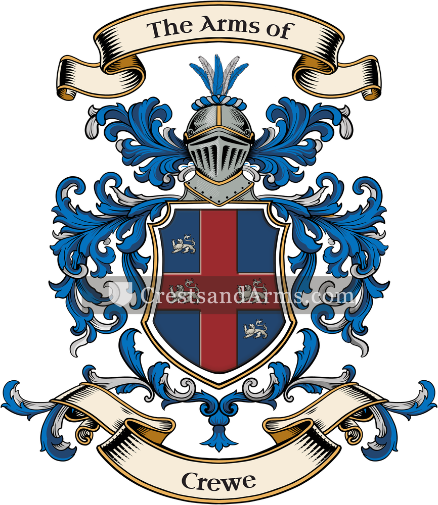 The Crewe coat of arms, drawn from the recorded blazon