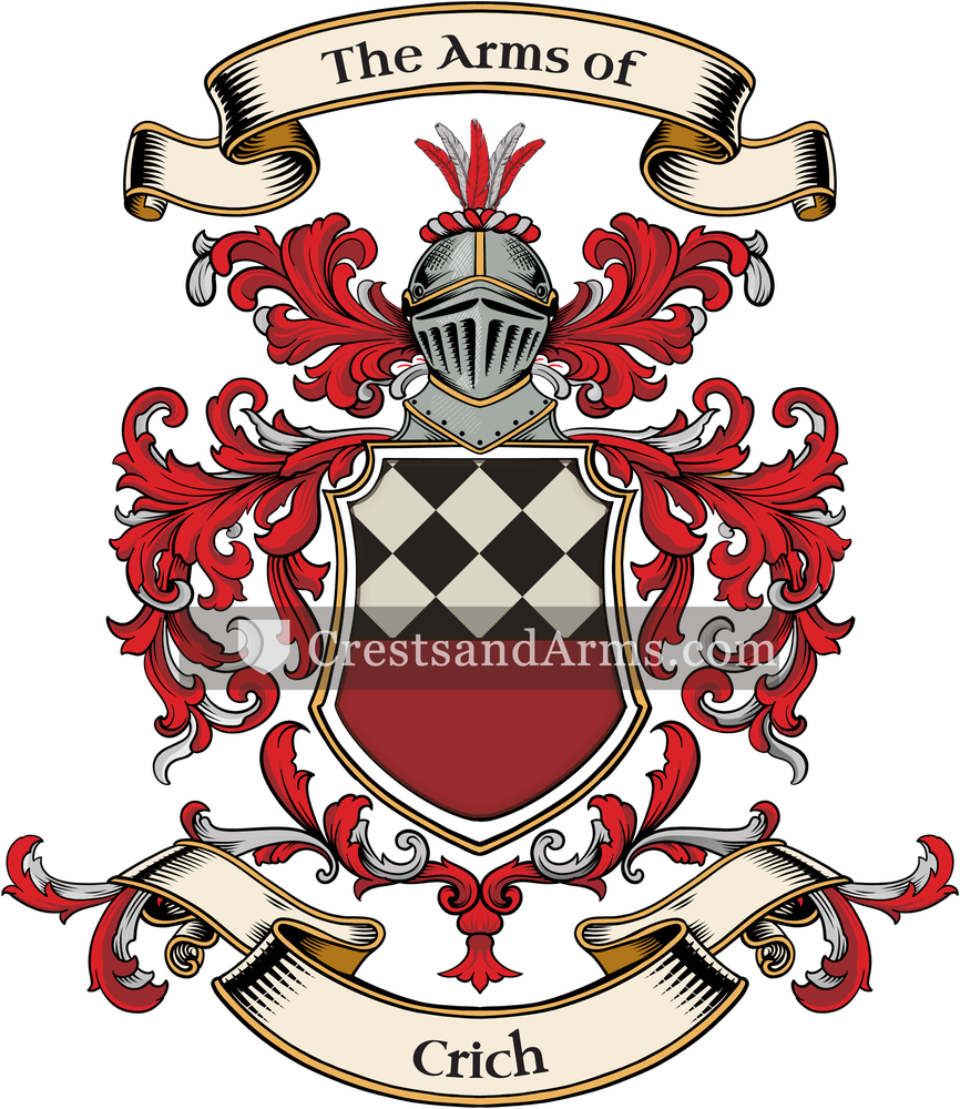 The Crich coat of arms, drawn from the recorded blazon