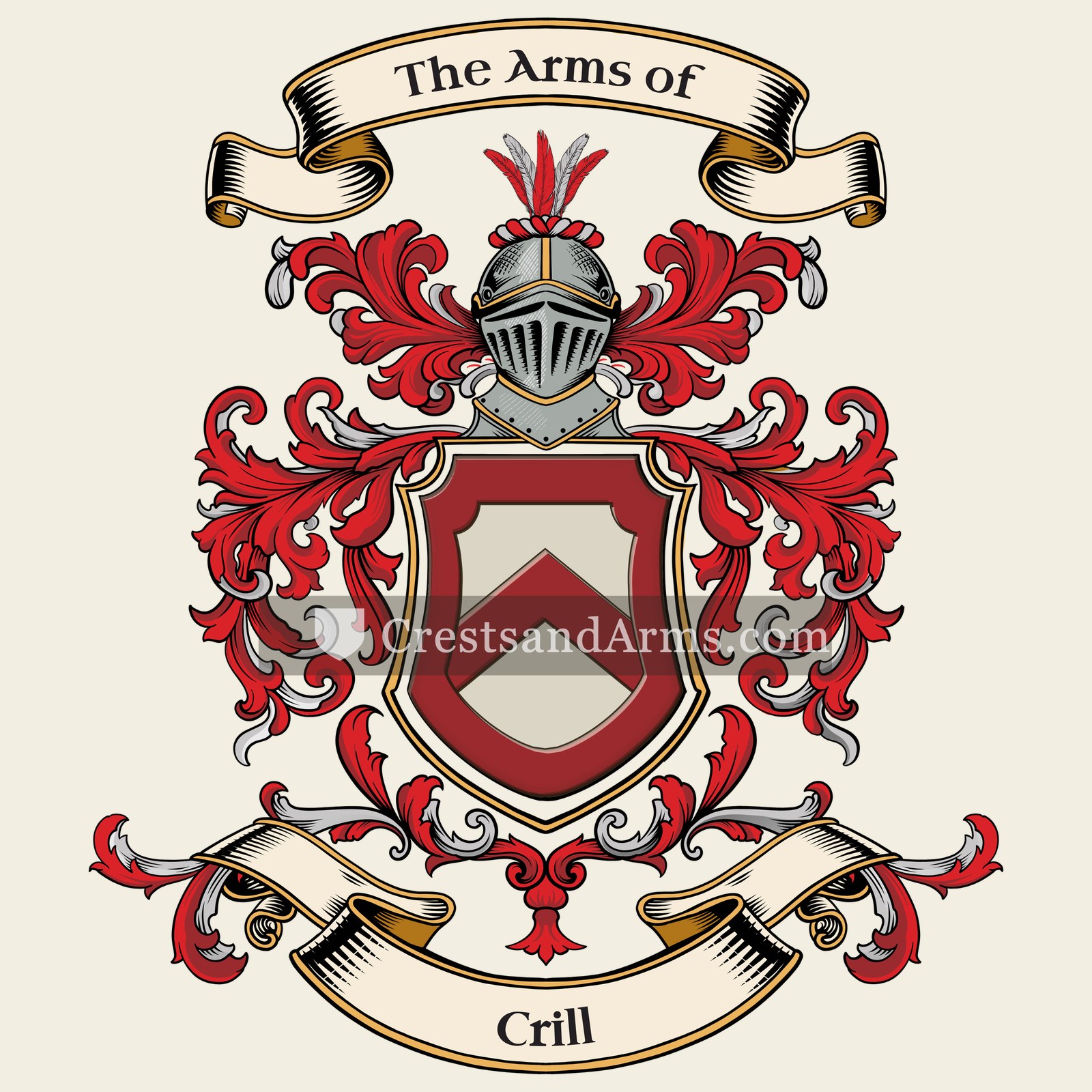 The Crill coat of arms, drawn from the recorded blazon