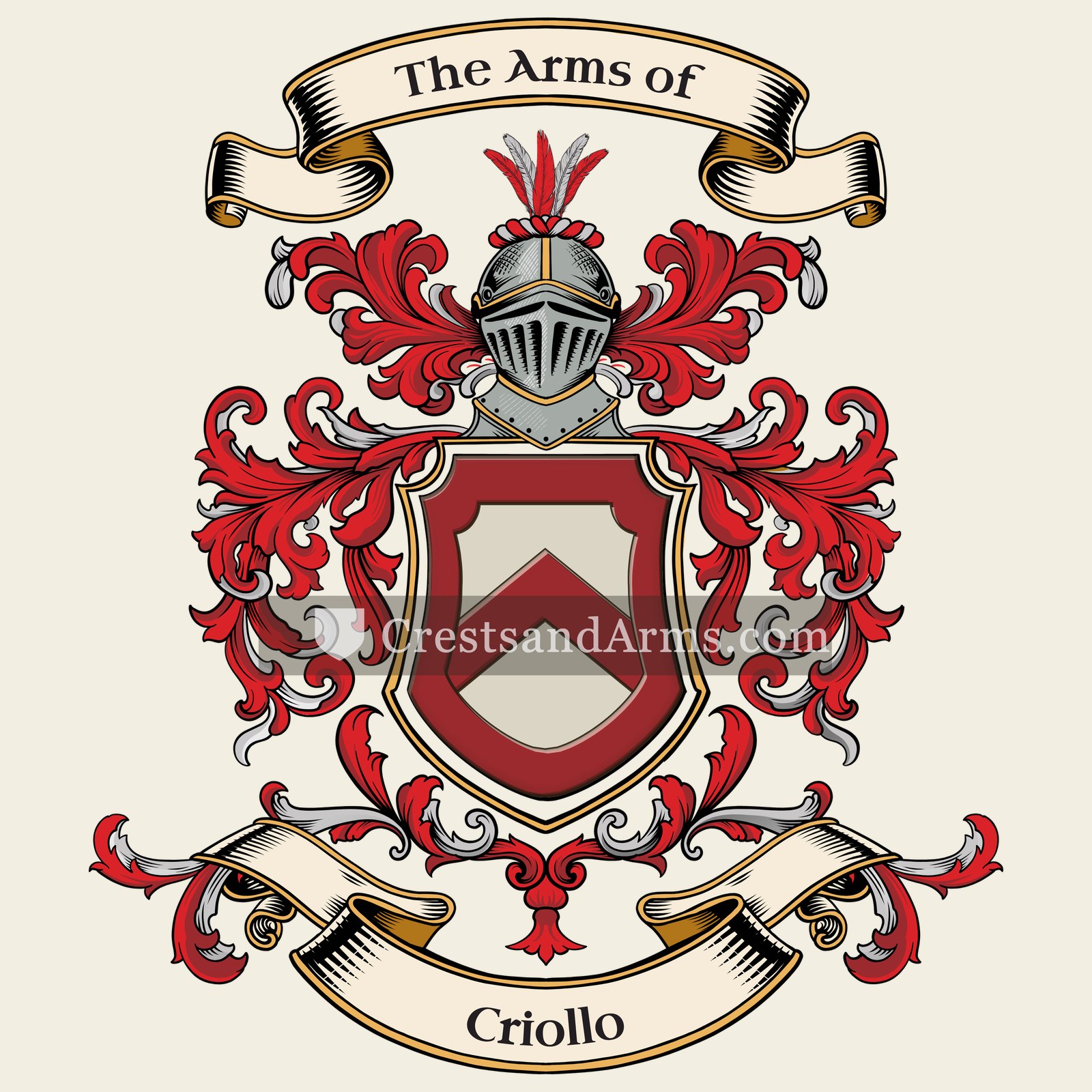 The Criollo coat of arms, drawn from the recorded blazon