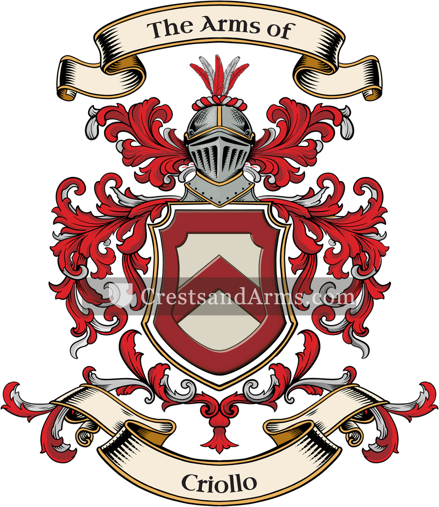The Criollo coat of arms, drawn from the recorded blazon