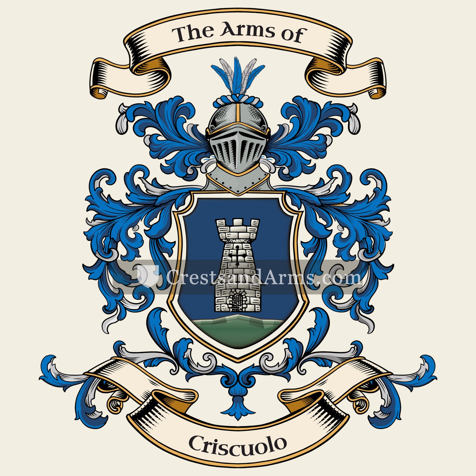 The Criscuolo coat of arms, drawn from the recorded blazon