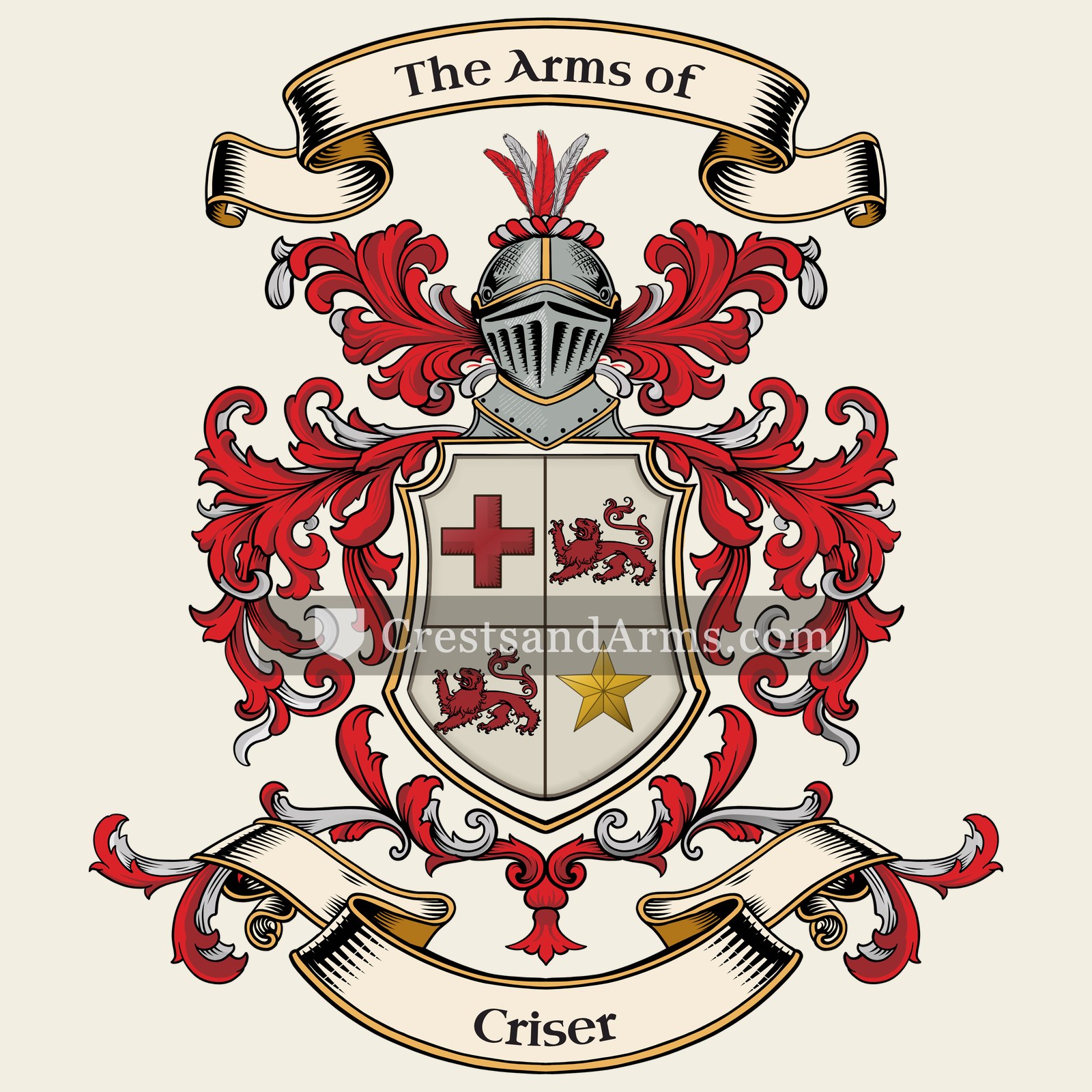 The Criser coat of arms, drawn from the recorded blazon