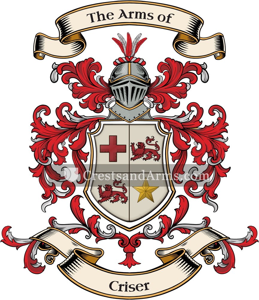The Criser coat of arms, drawn from the recorded blazon