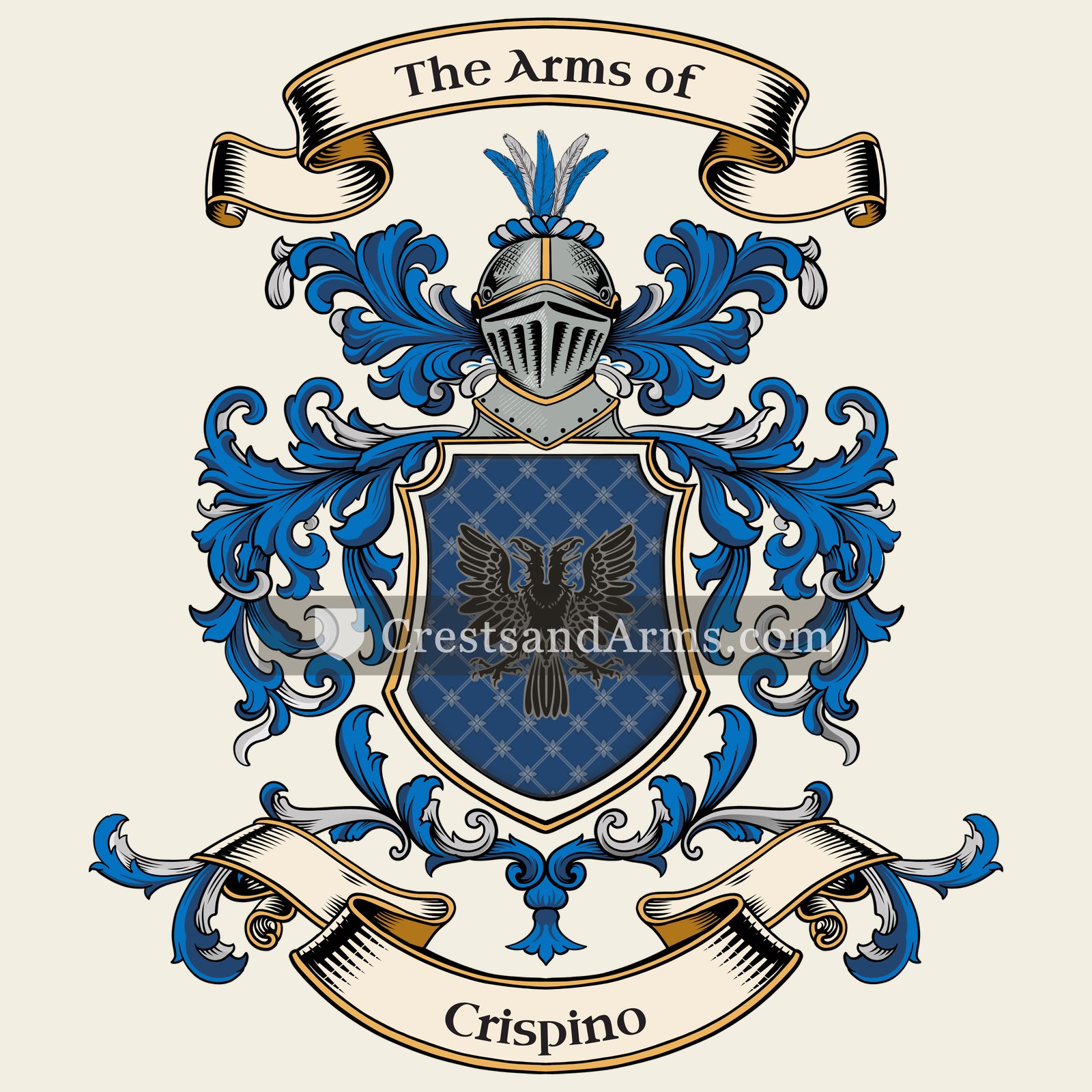 The Crispino coat of arms, drawn from the recorded blazon