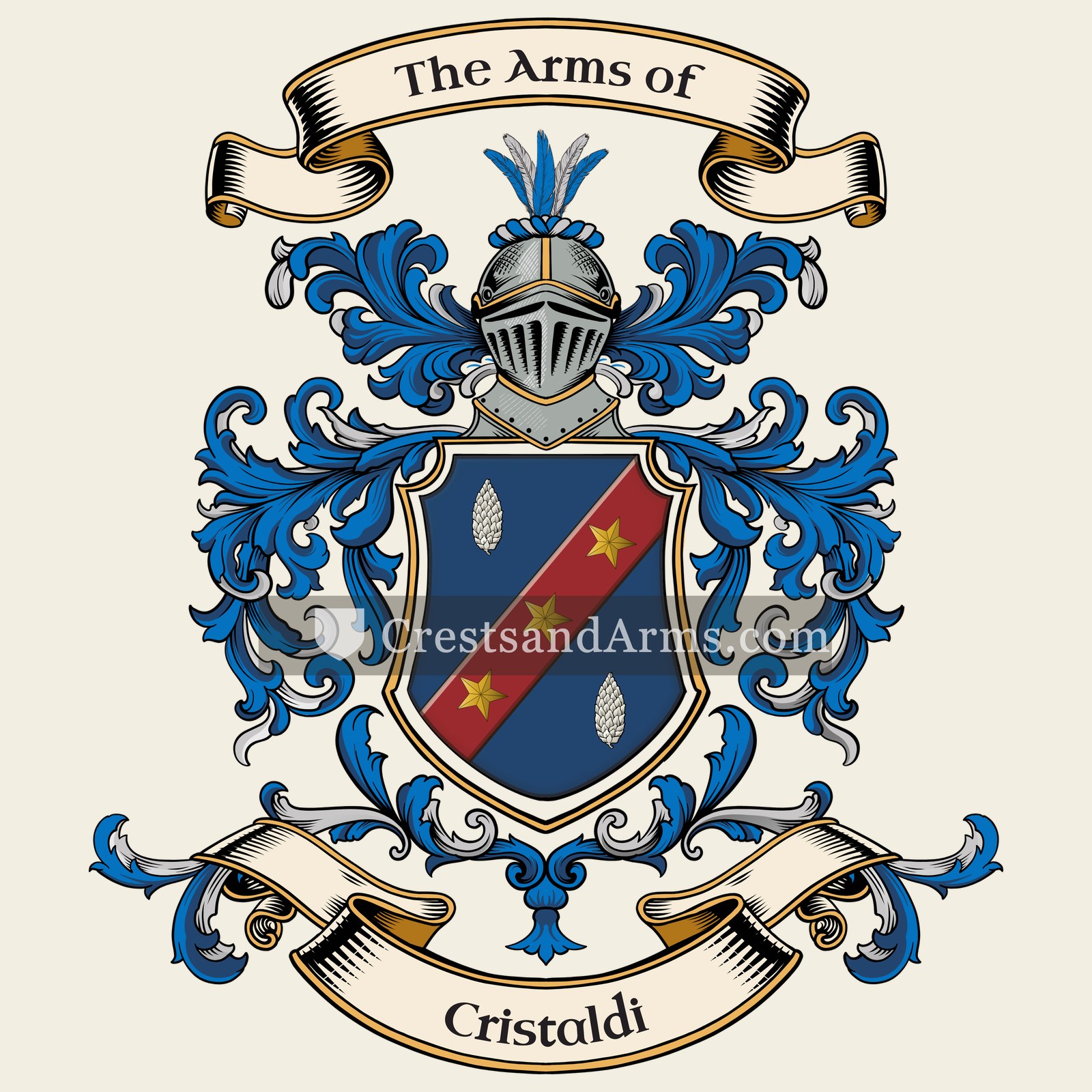 The Cristaldi coat of arms, drawn from the recorded blazon
