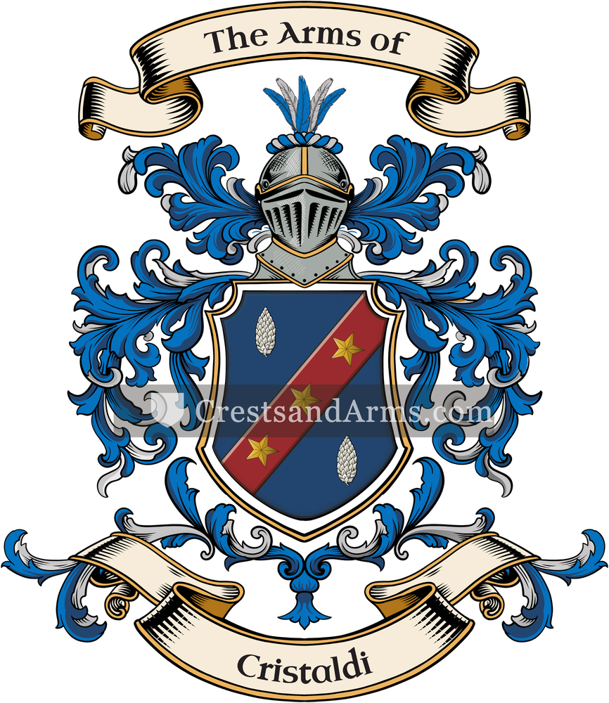 The Cristaldi coat of arms, drawn from the recorded blazon