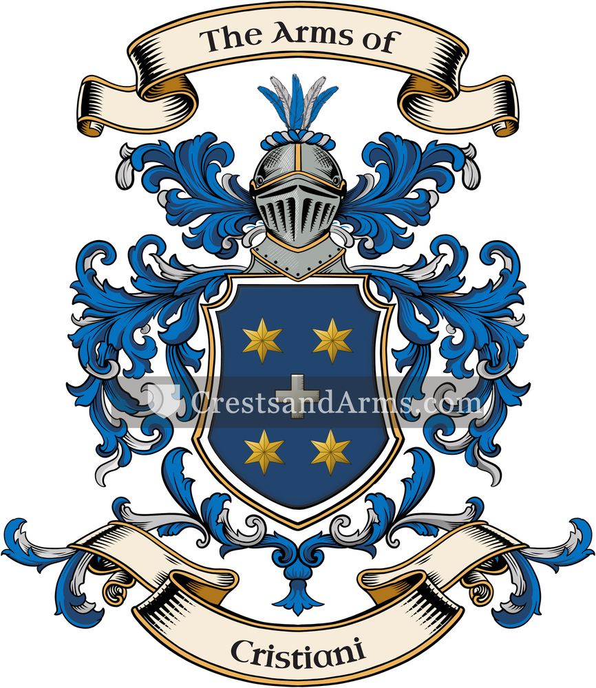 The Cristiani coat of arms, drawn from the recorded blazon