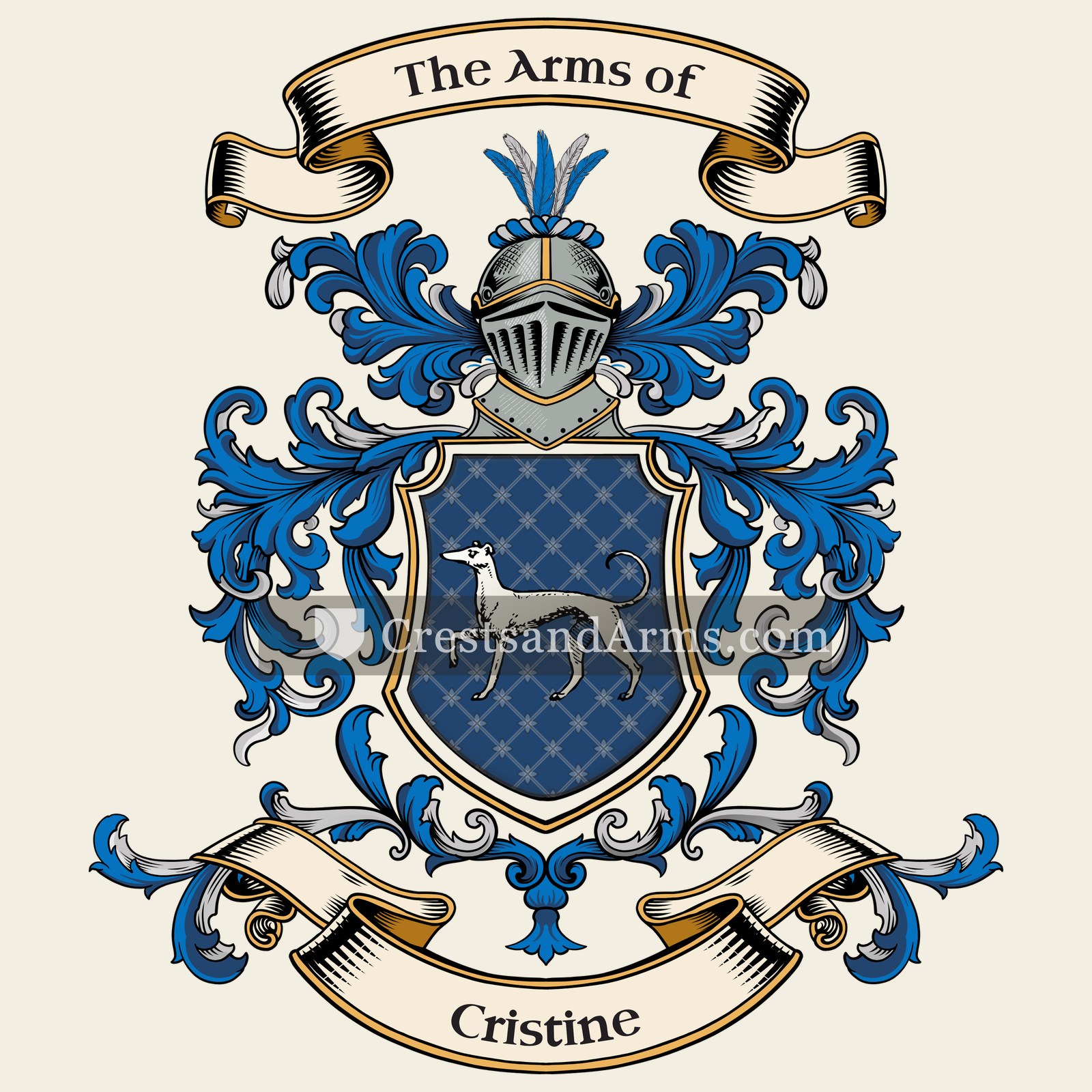 The Cristine coat of arms, drawn from the recorded blazon