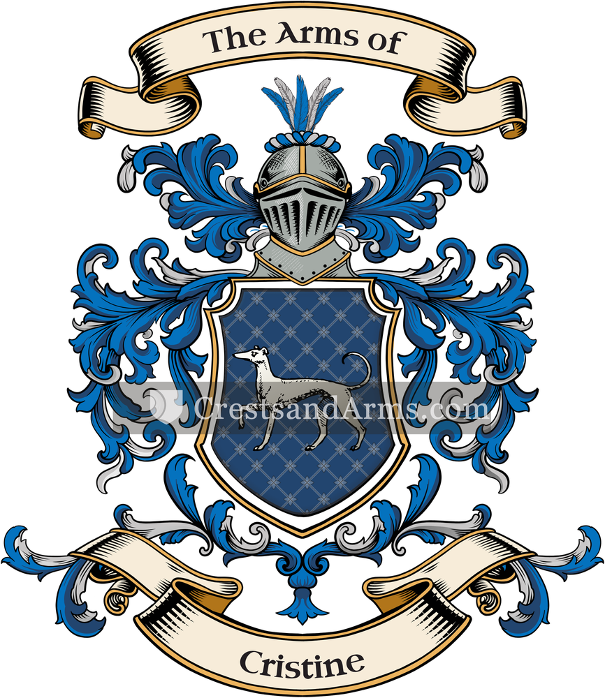 The Cristine coat of arms, drawn from the recorded blazon
