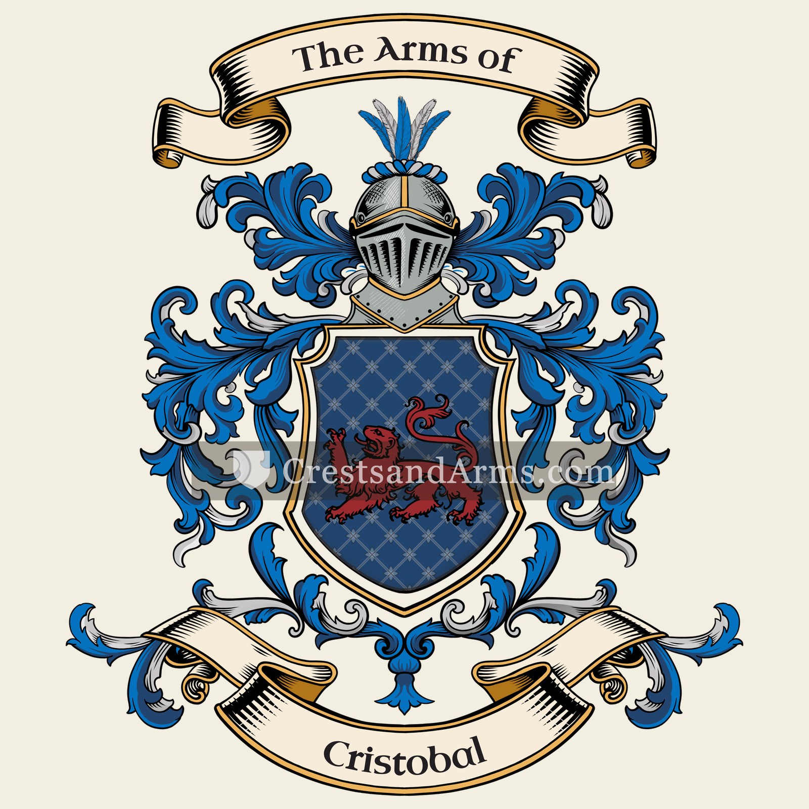 The Cristobal coat of arms, drawn from the recorded blazon
