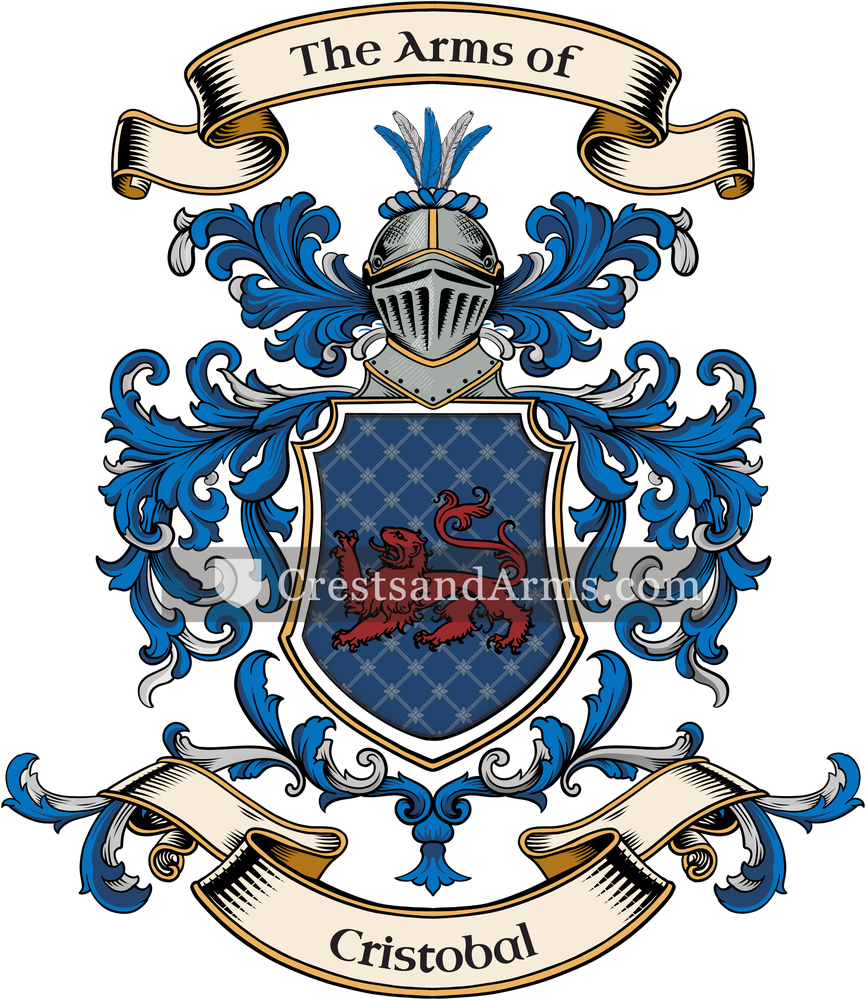 The Cristobal coat of arms, drawn from the recorded blazon