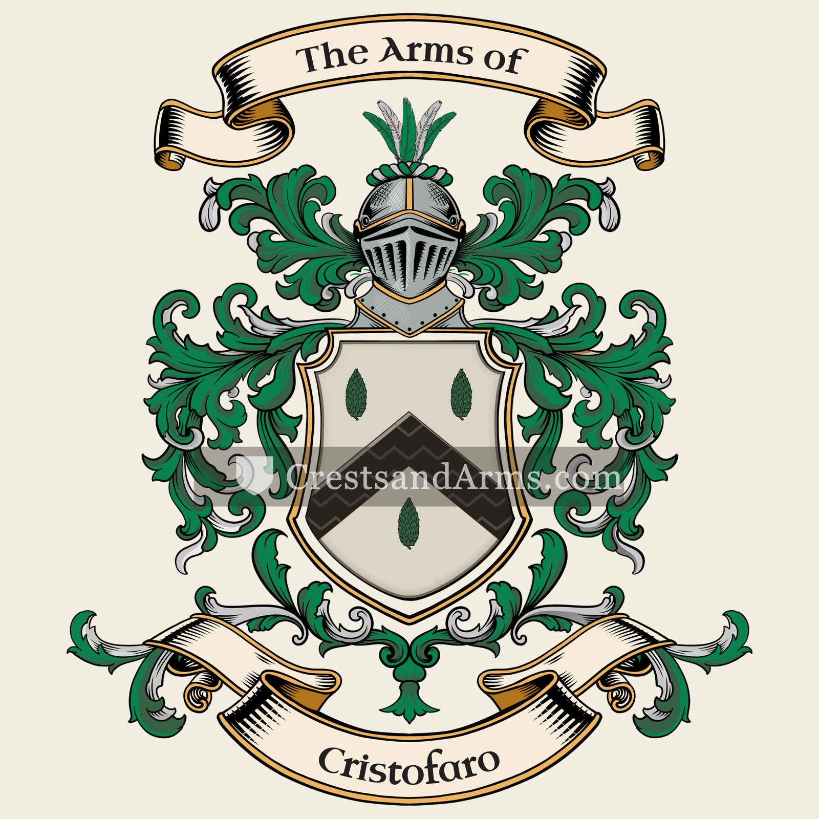 The Cristofaro coat of arms, drawn from the recorded blazon