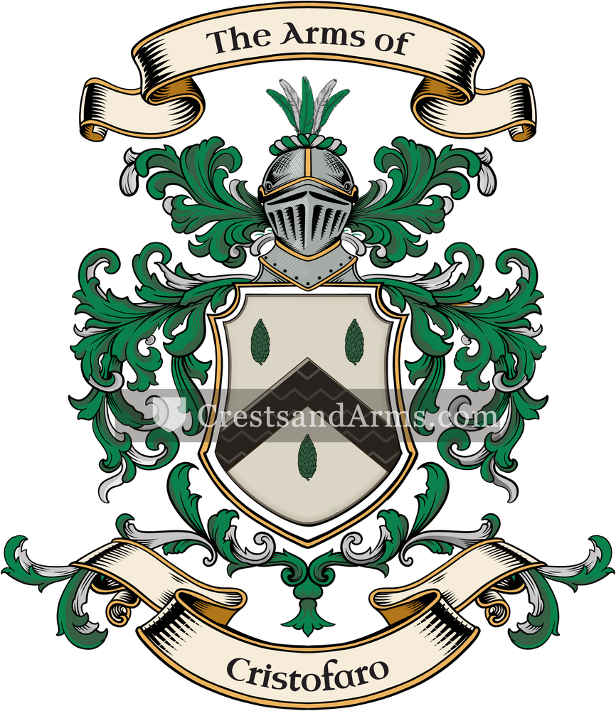 The Cristofaro coat of arms, drawn from the recorded blazon