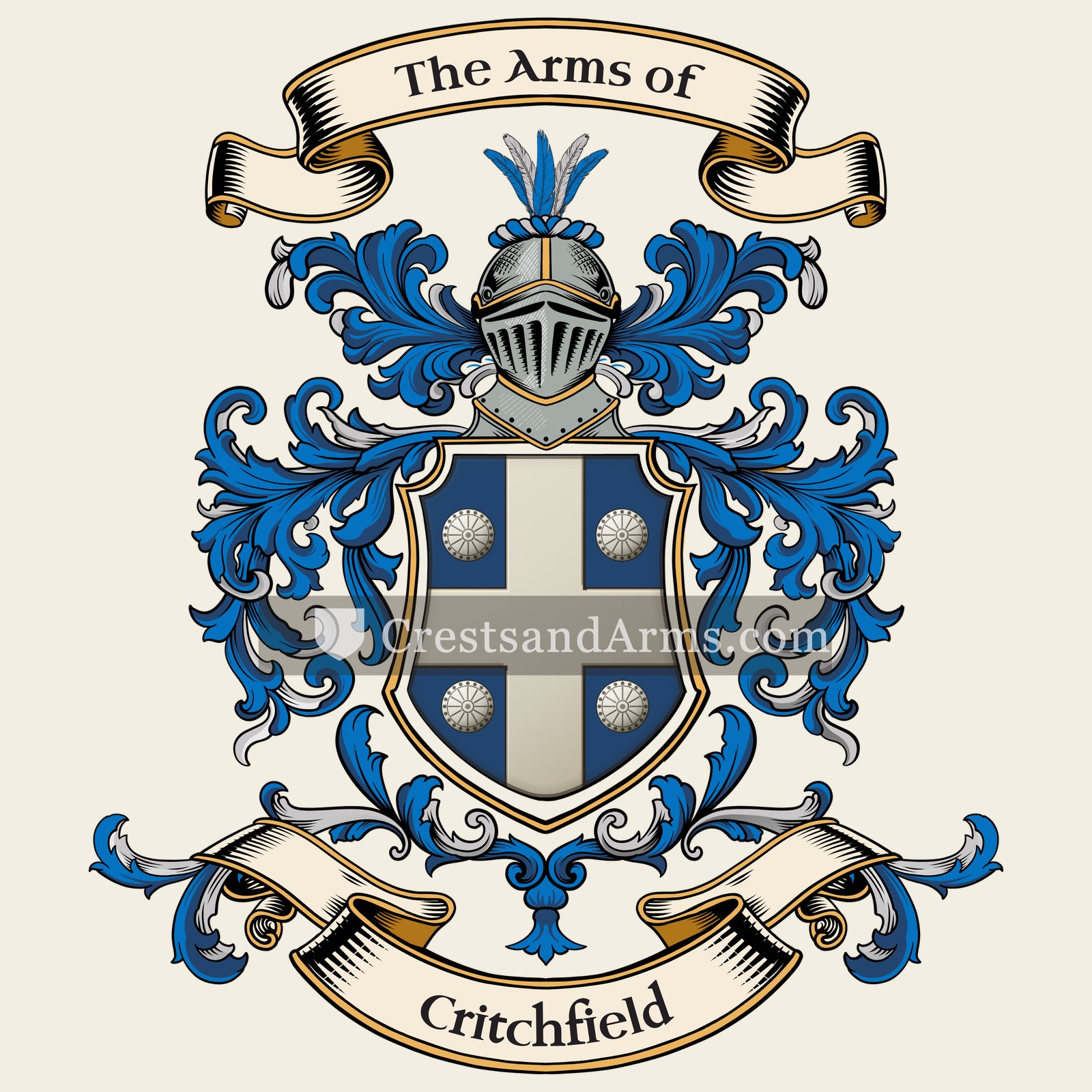 The Critchfield coat of arms, drawn from the recorded blazon