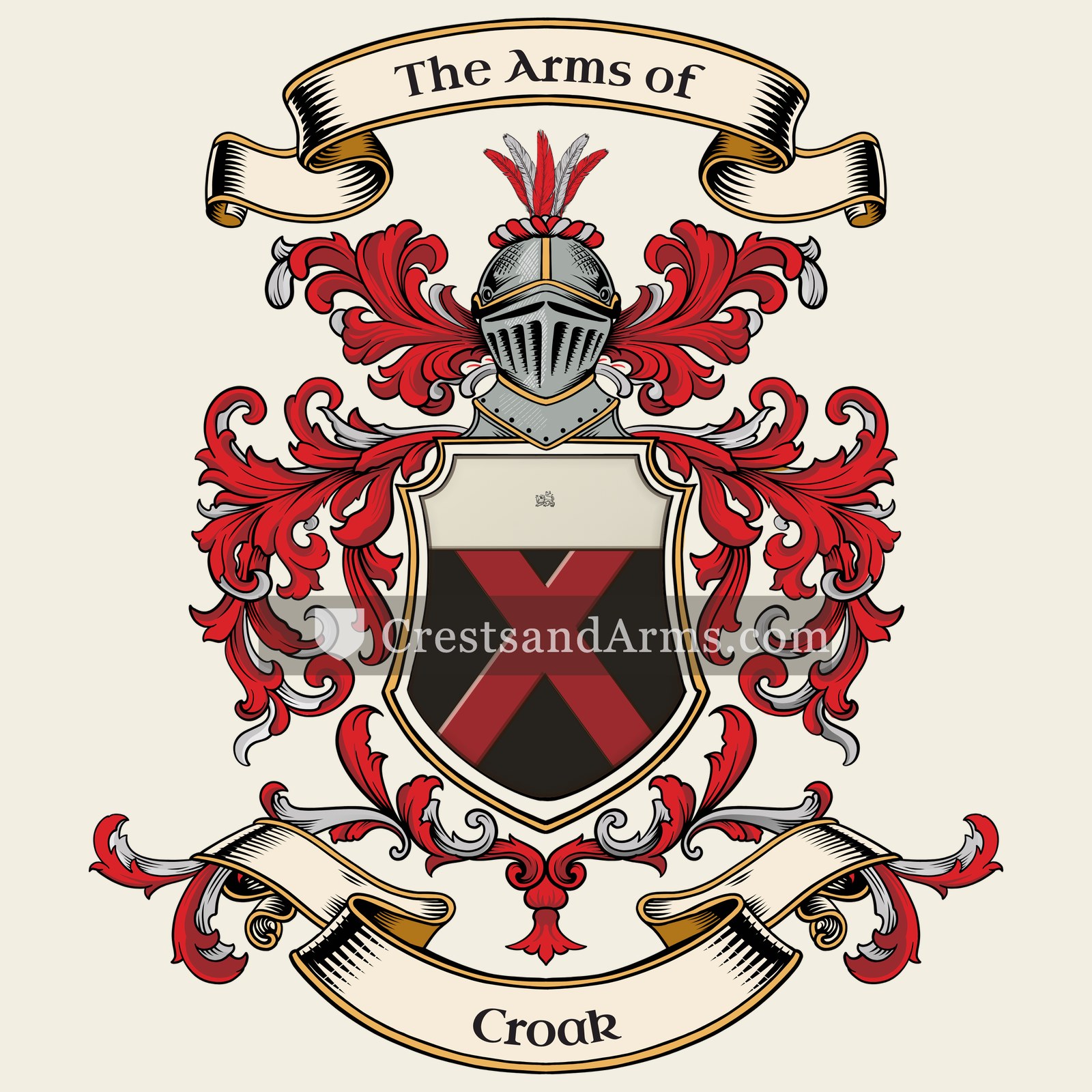The Croak coat of arms, drawn from the recorded blazon