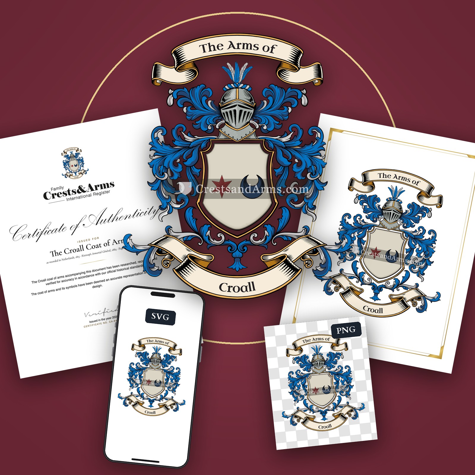 The Croall arms on the coat of arms — digital pack
