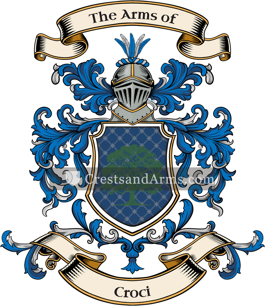 The Croci coat of arms, drawn from the recorded blazon