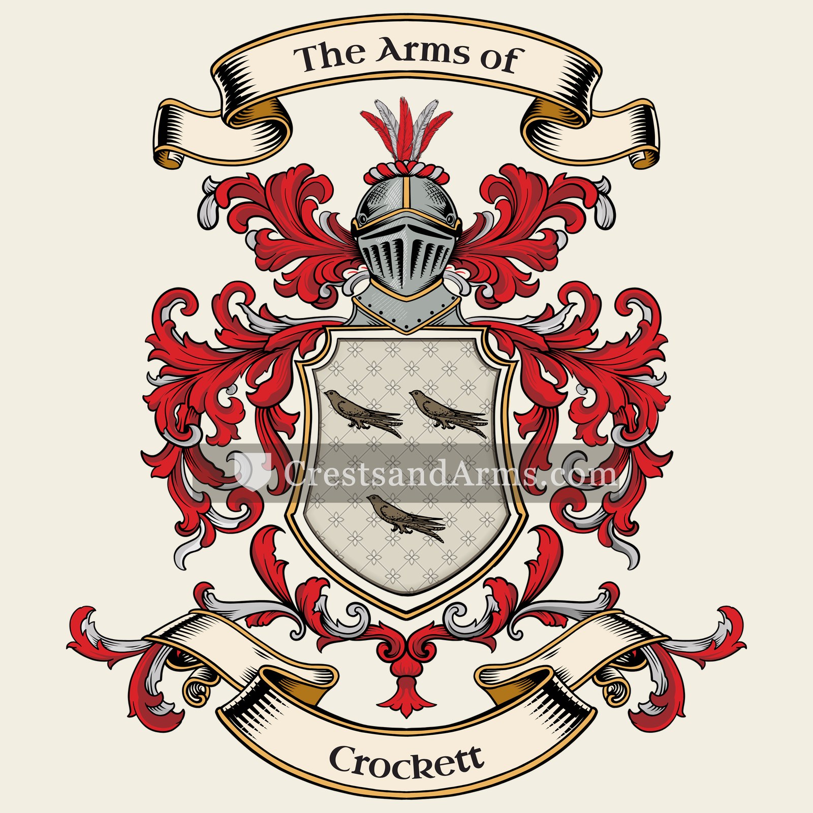 The Crockett coat of arms, drawn from the recorded blazon