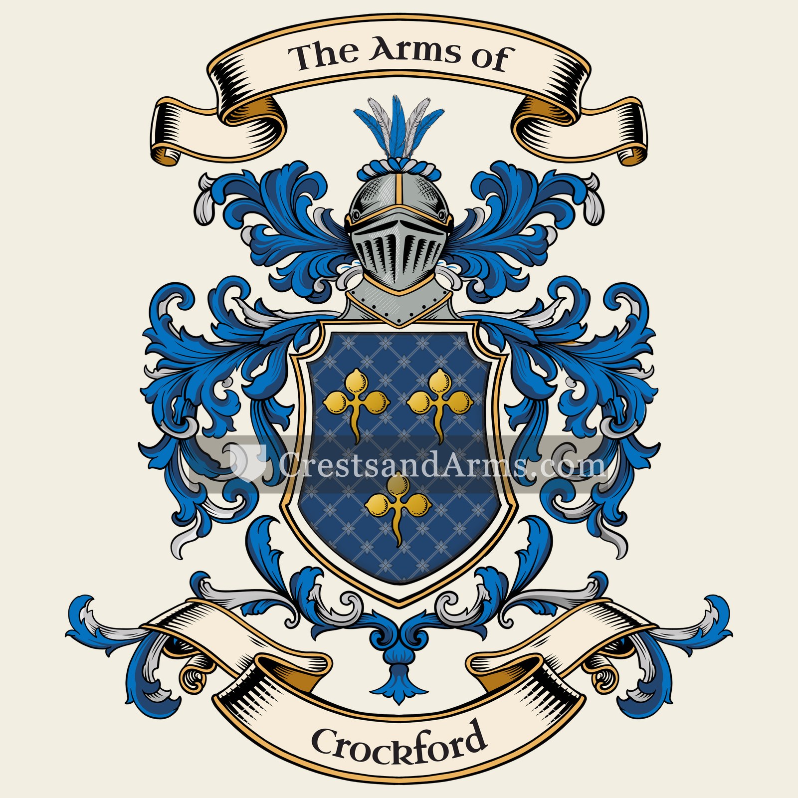 The Crockford coat of arms, drawn from the recorded blazon