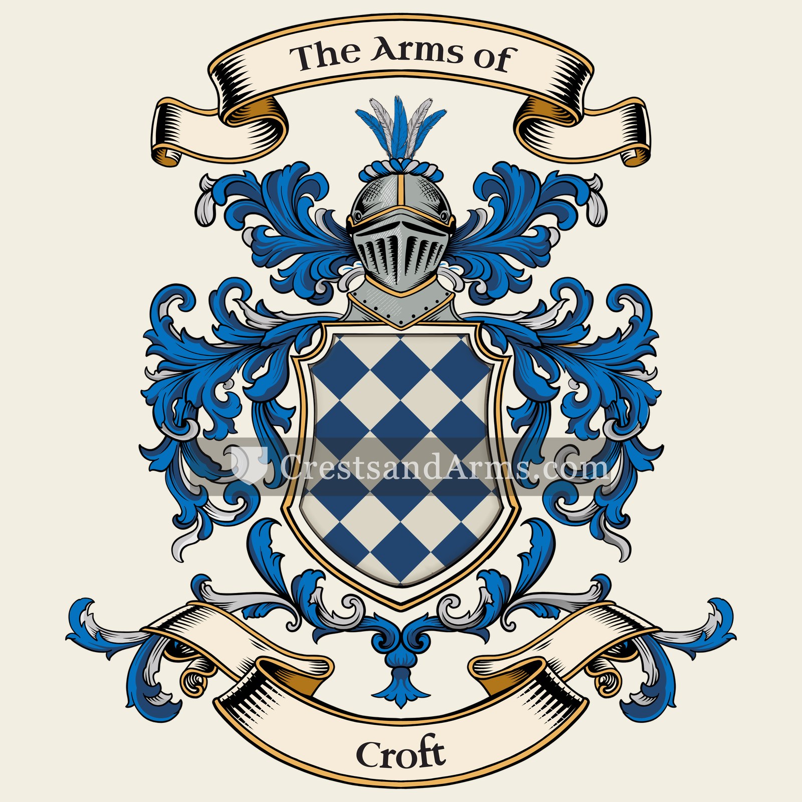 The Croft coat of arms, drawn from the recorded blazon