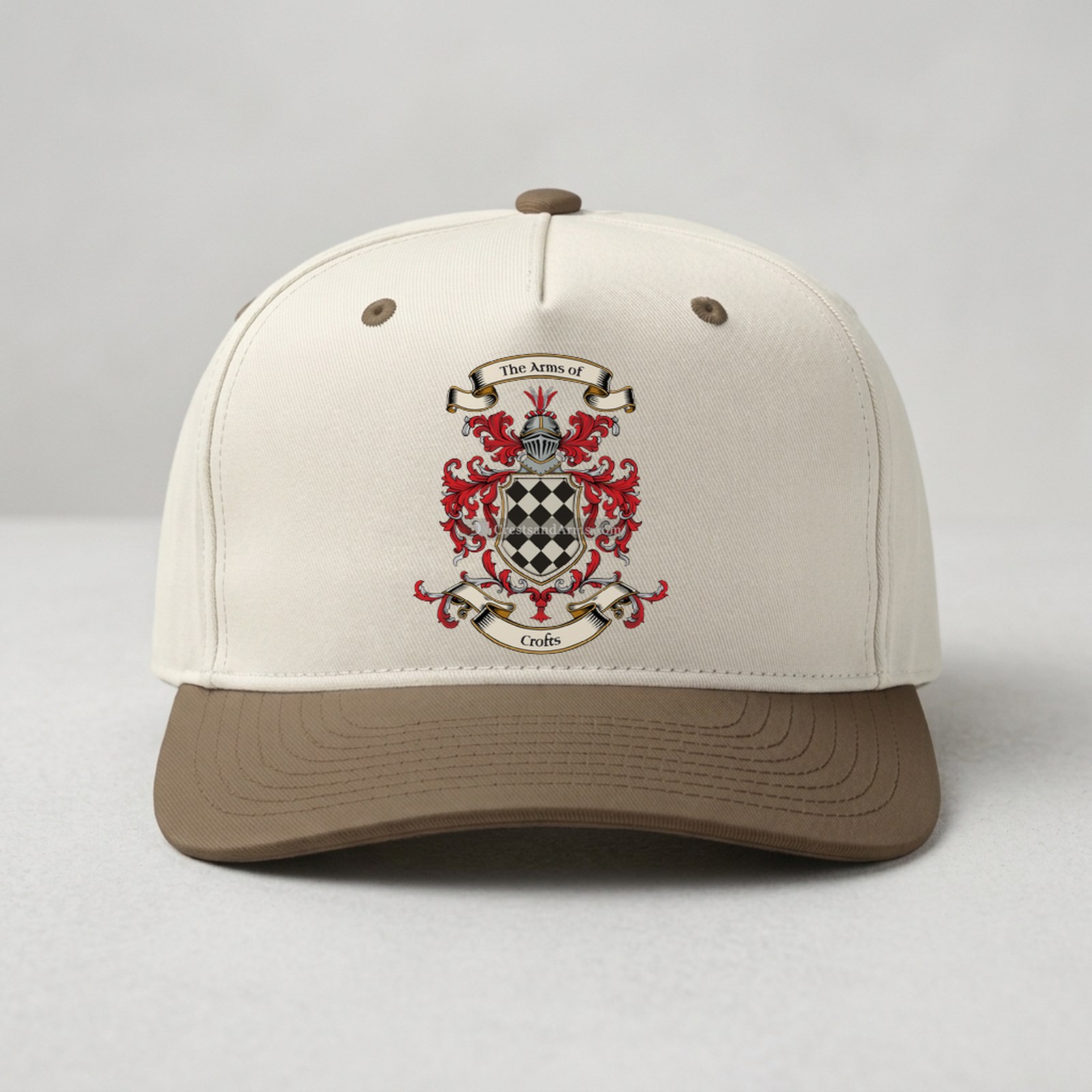 The Crofts arms on the family cap - unisex