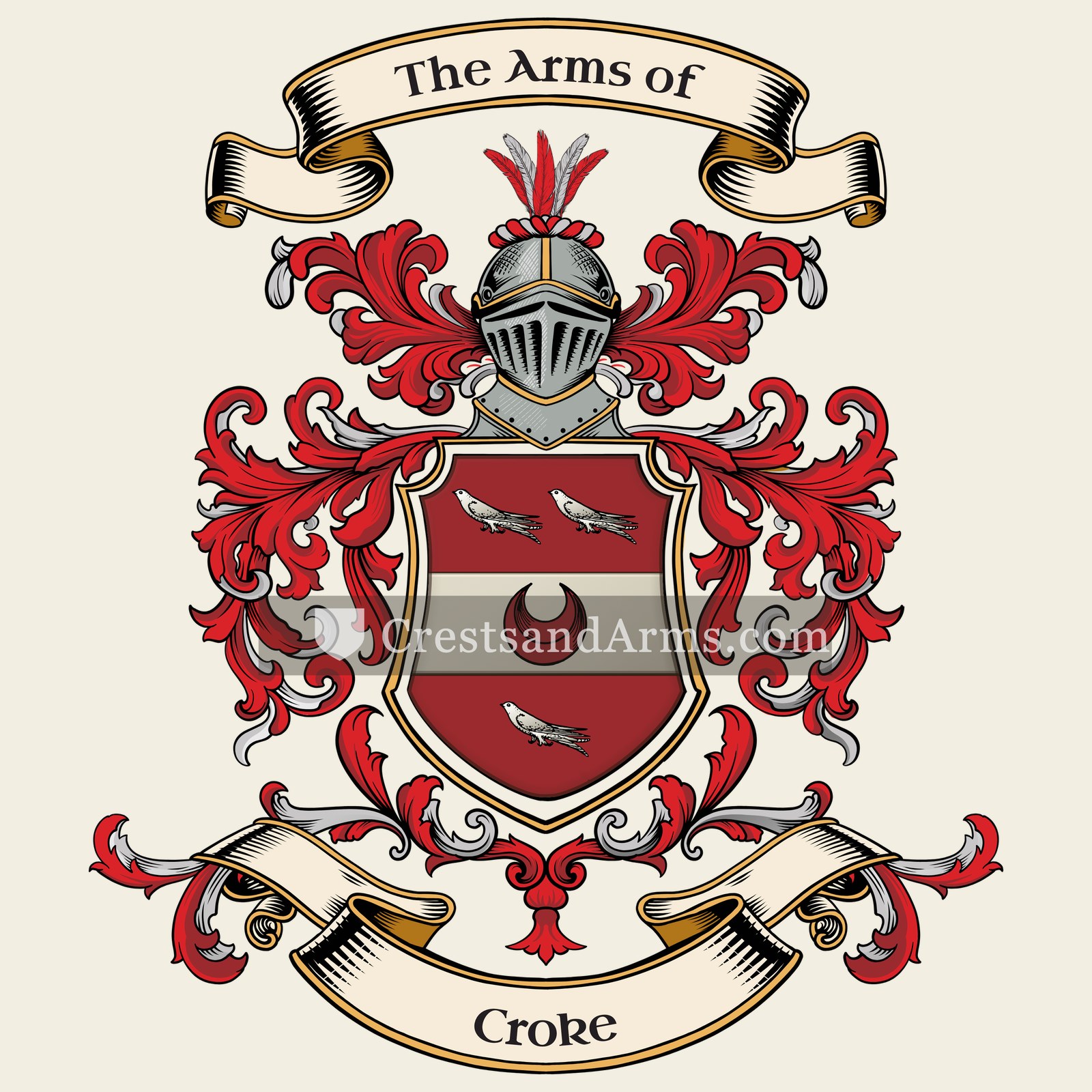 The Croke coat of arms, drawn from the recorded blazon