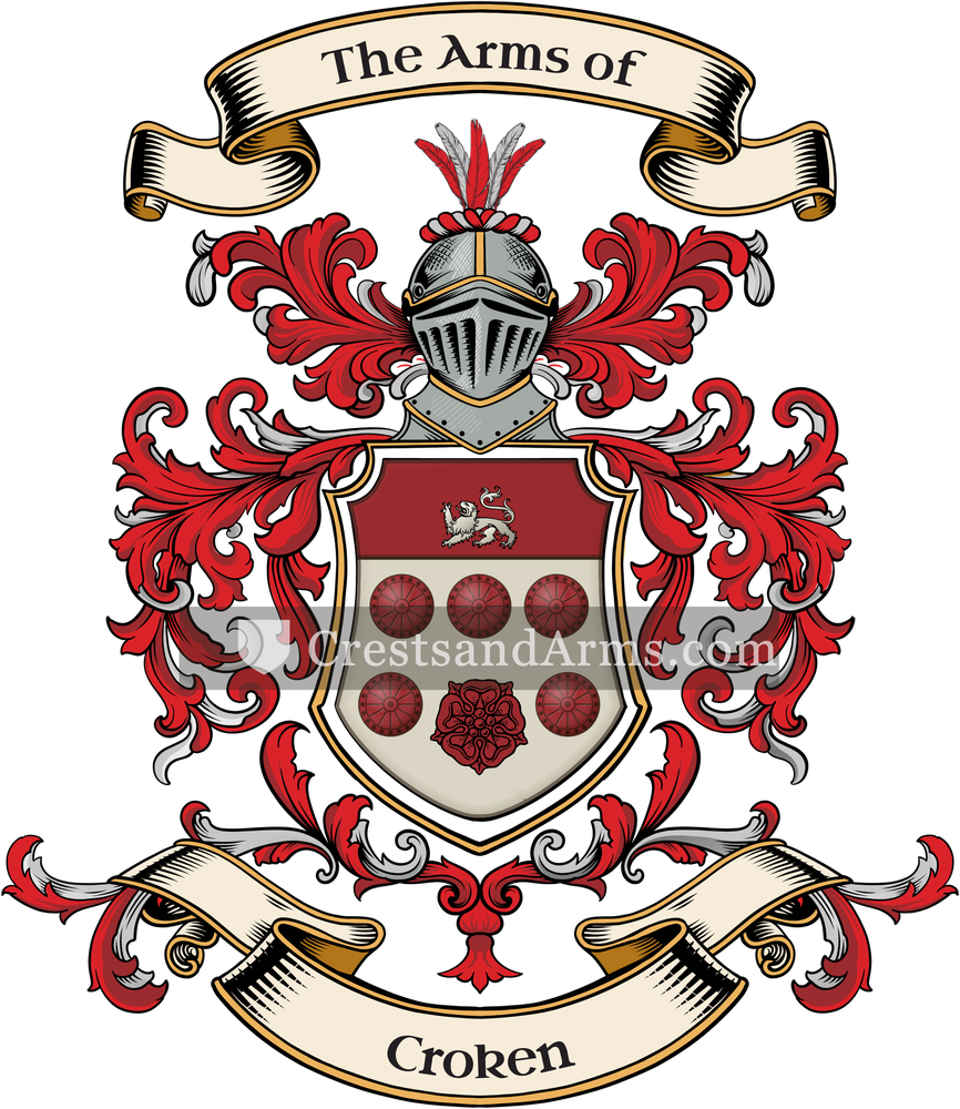 The Croken coat of arms, drawn from the recorded blazon