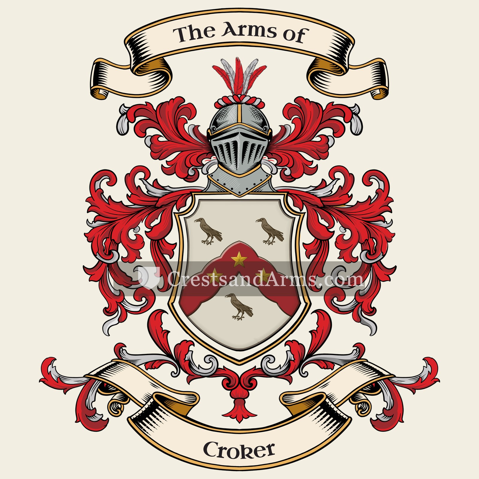The Croker coat of arms, drawn from the recorded blazon