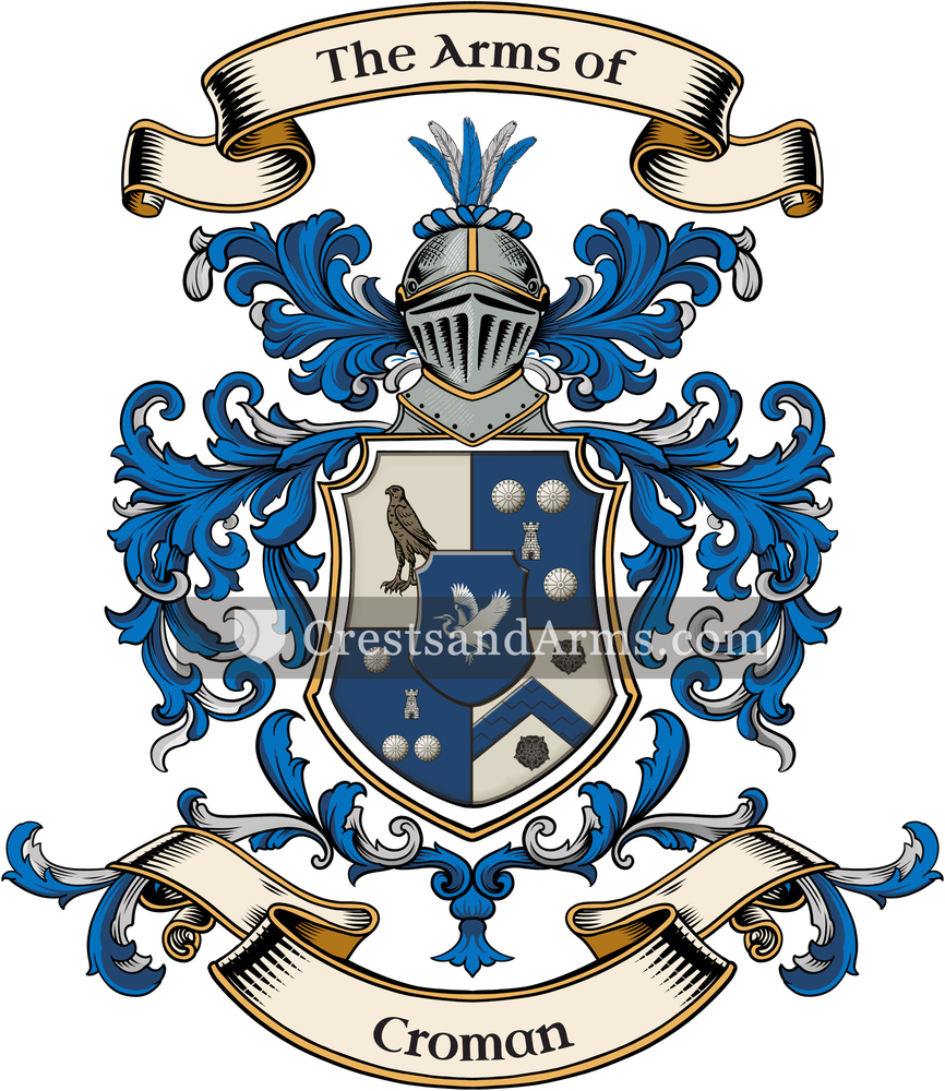 The Croman coat of arms, drawn from the recorded blazon