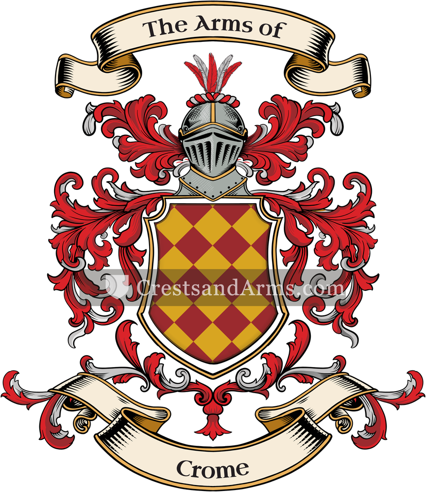 The Crome coat of arms, drawn from the recorded blazon