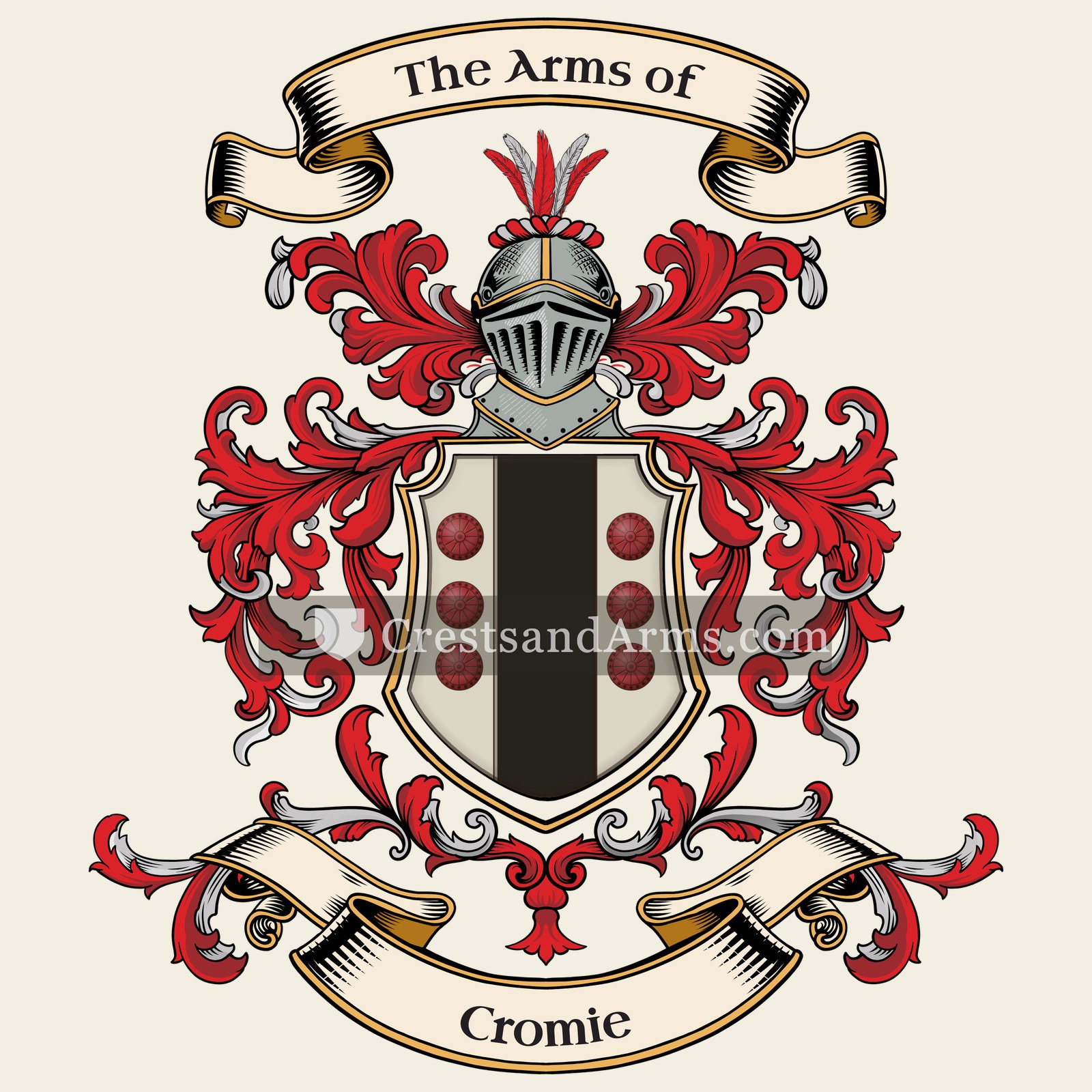 The Cromie coat of arms, drawn from the recorded blazon