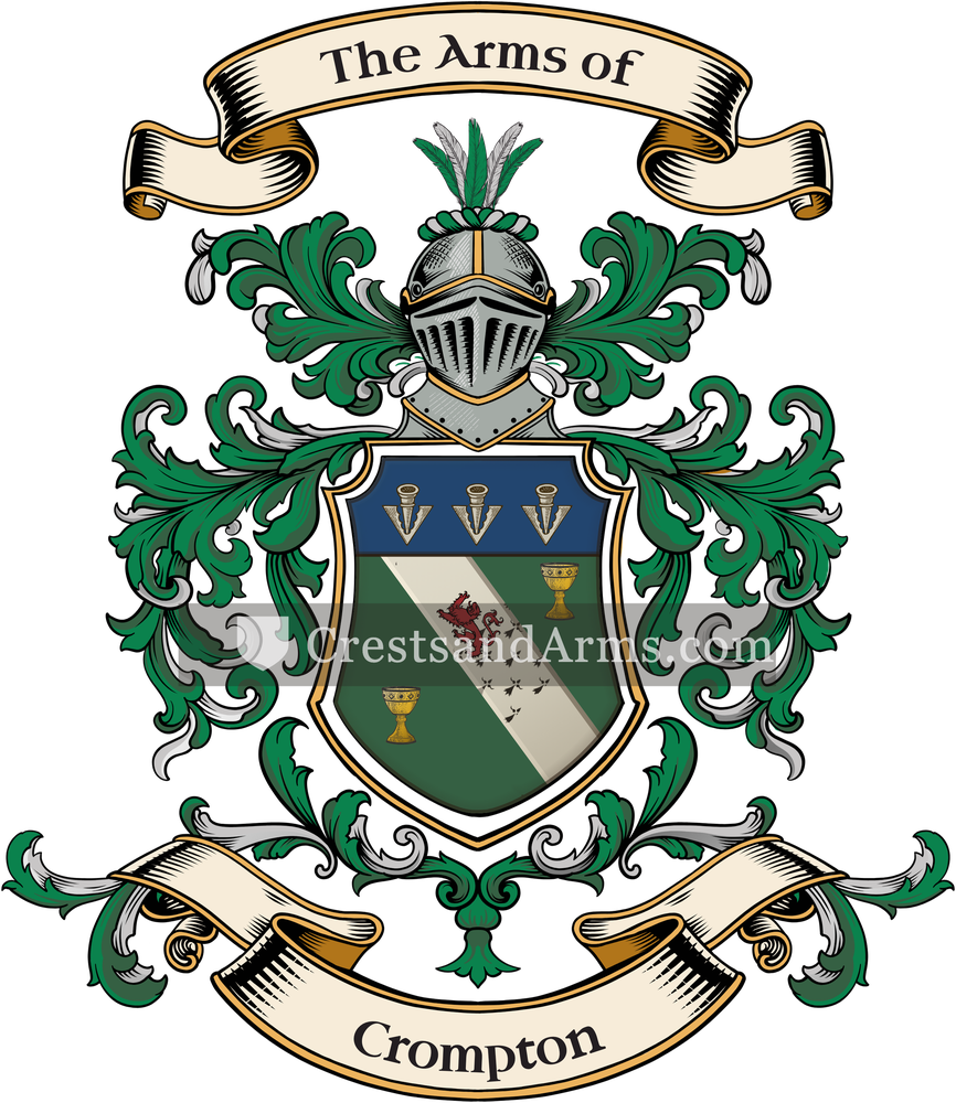 The Crompton coat of arms, drawn from the recorded blazon