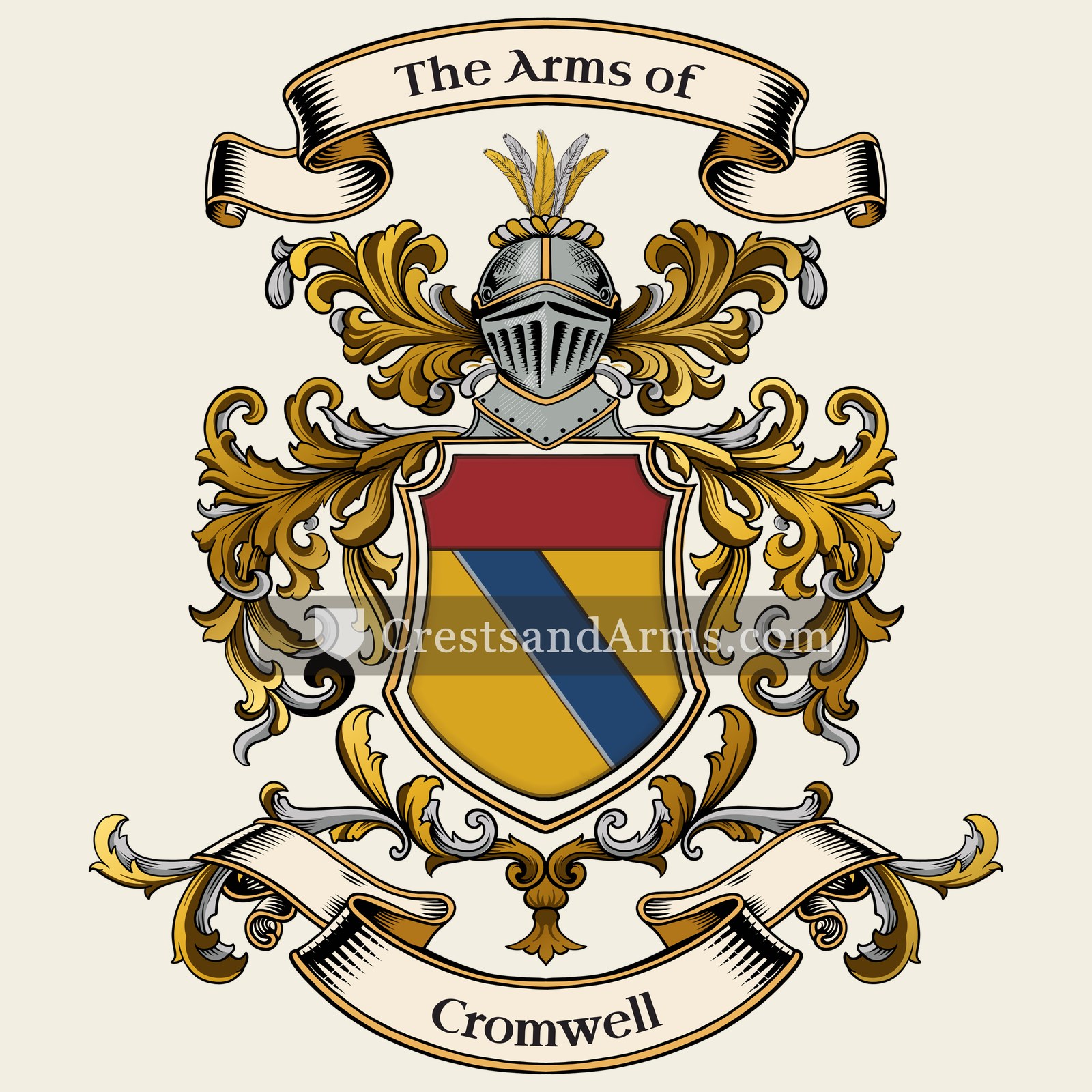 The Cromwell coat of arms, drawn from the recorded blazon
