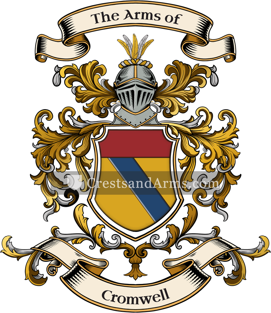 The Cromwell coat of arms, drawn from the recorded blazon
