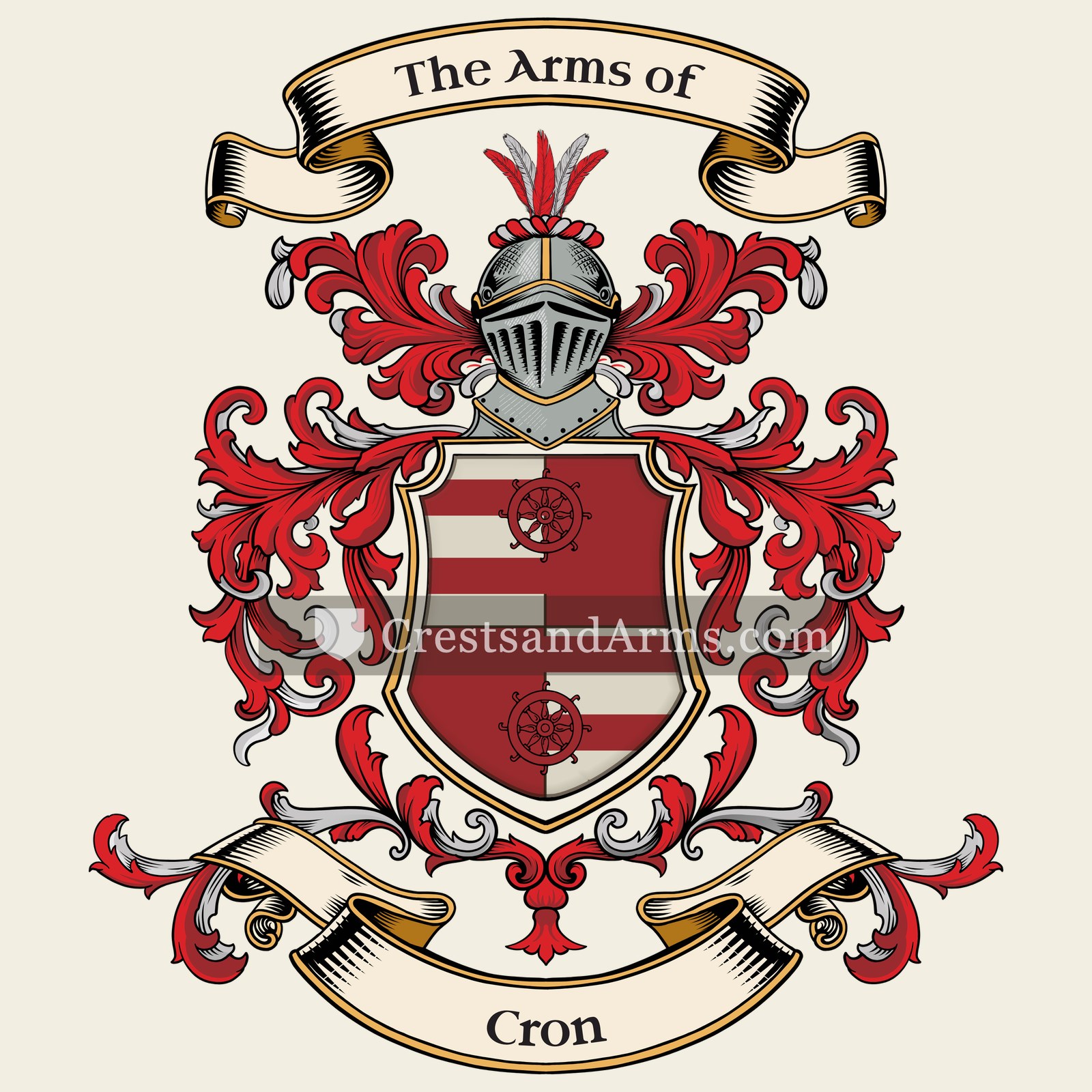 The Cron coat of arms, drawn from the recorded blazon