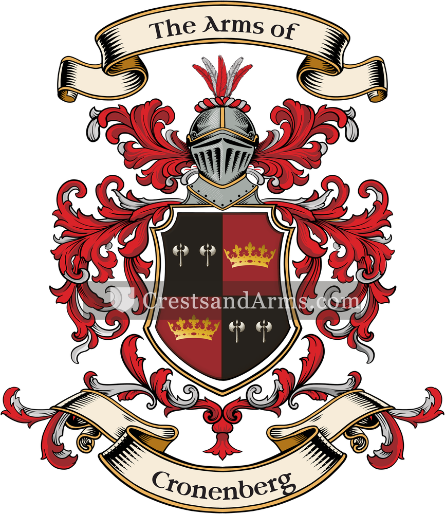 The Cronenberg coat of arms, drawn from the recorded blazon