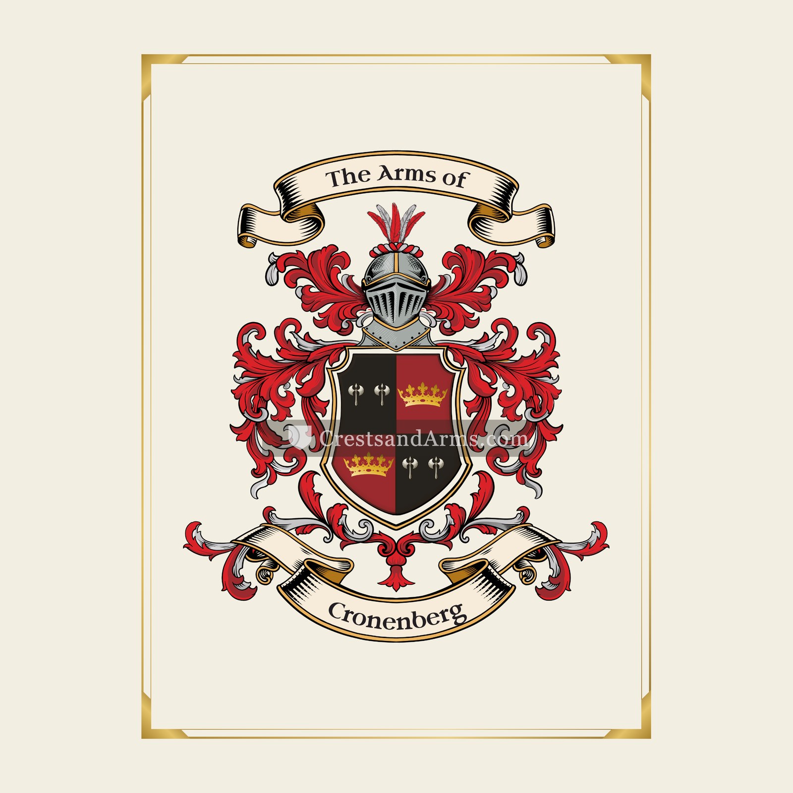 With gold border