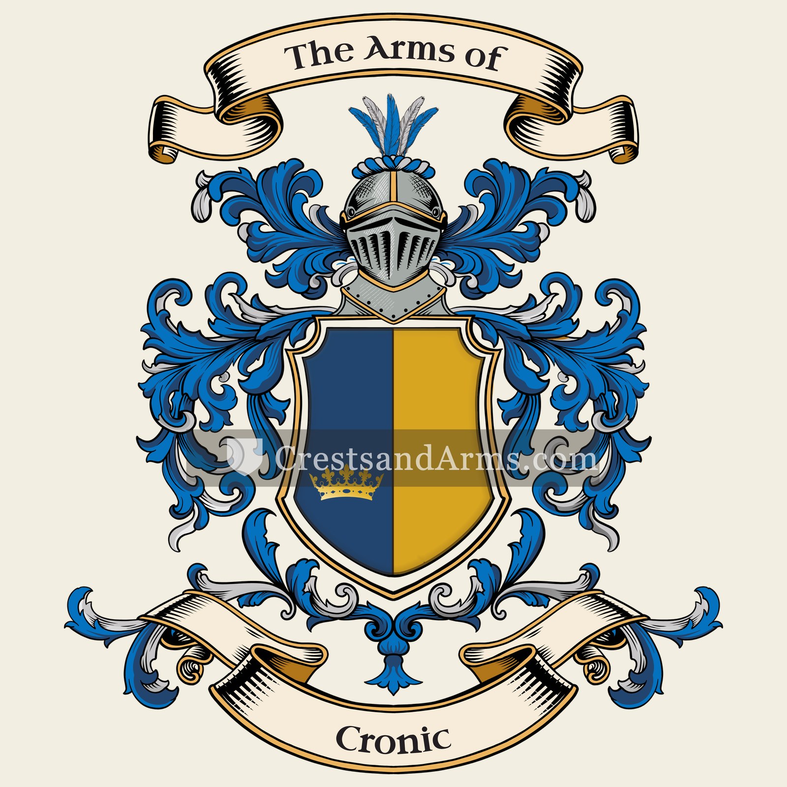 The Cronic coat of arms, drawn from the recorded blazon