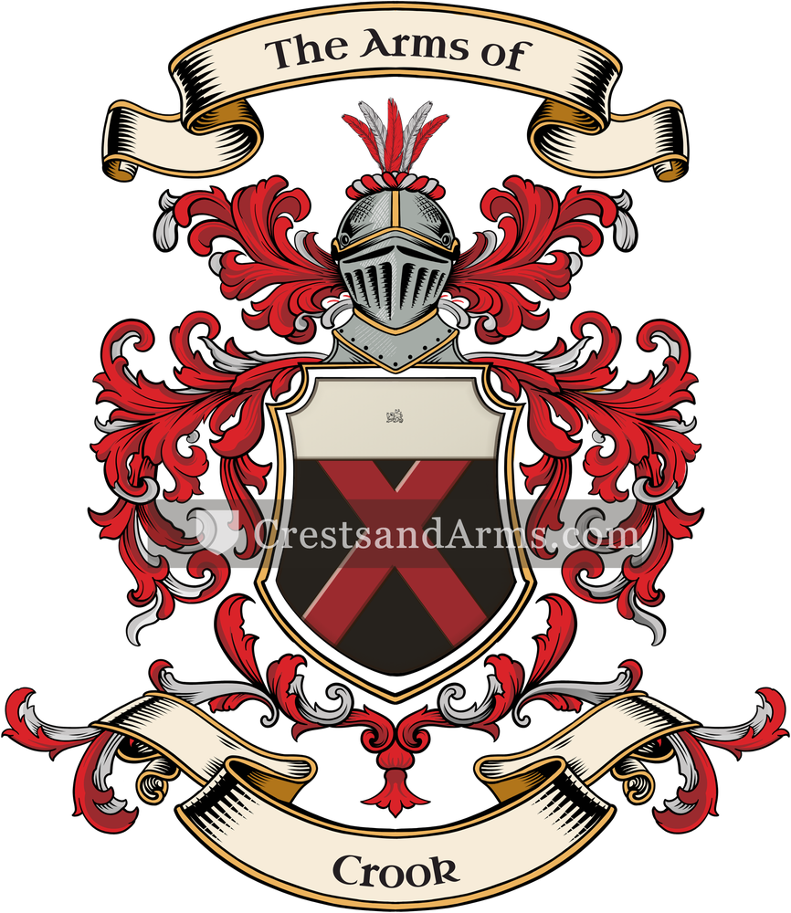 The Crook coat of arms, drawn from the recorded blazon