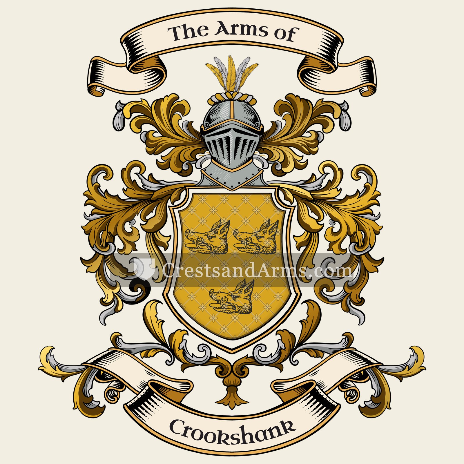 The Crookshank coat of arms, drawn from the recorded blazon