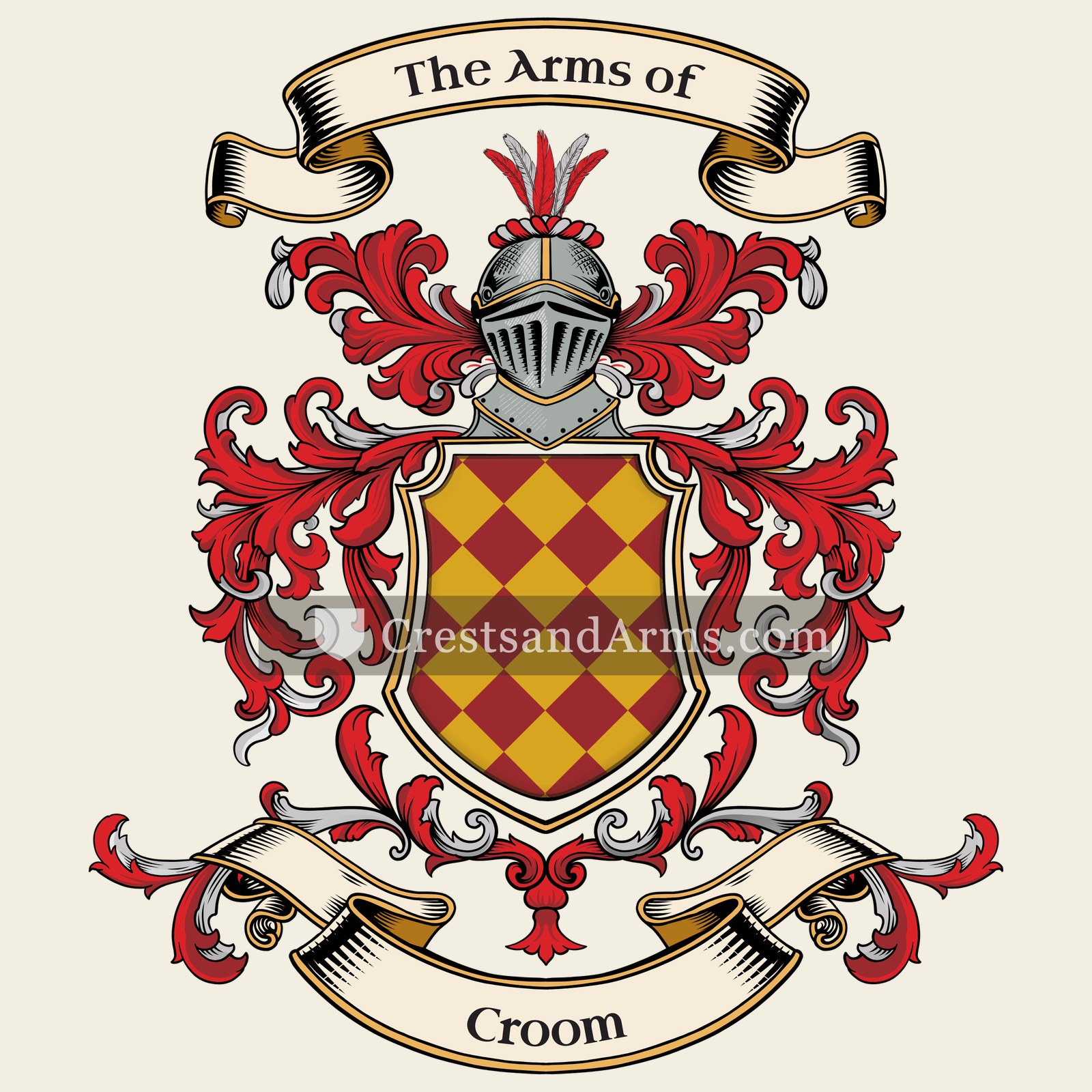 The Croom coat of arms, drawn from the recorded blazon