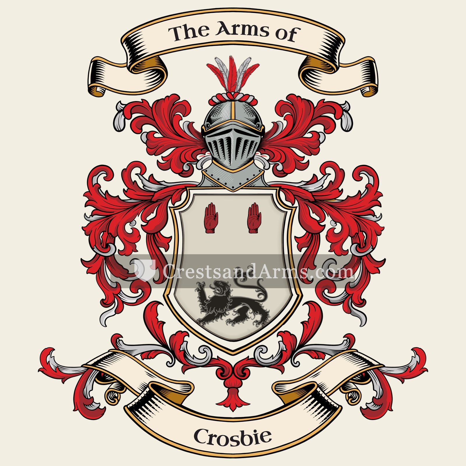 The Crosbie coat of arms, drawn from the recorded blazon