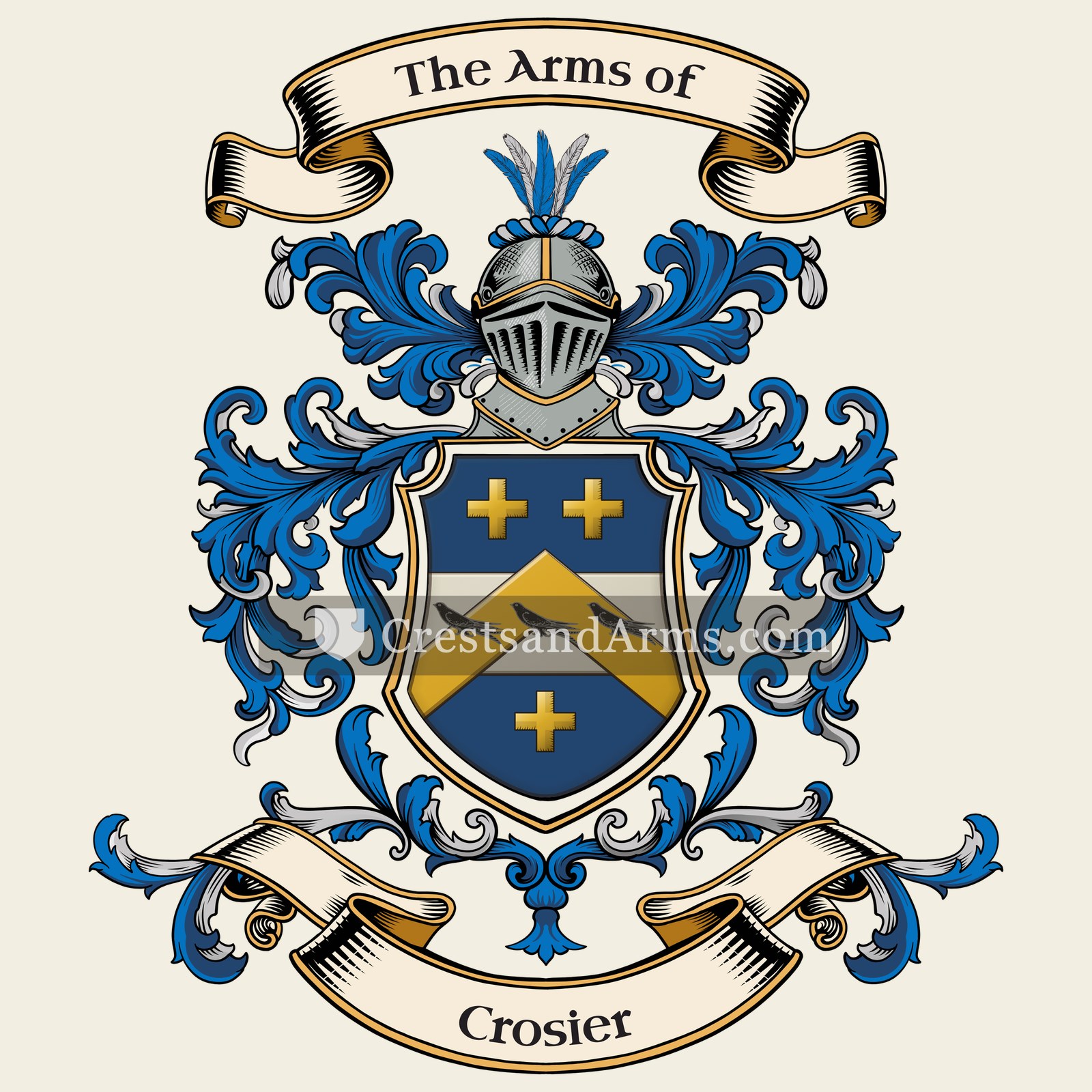 The Crosier coat of arms, drawn from the recorded blazon