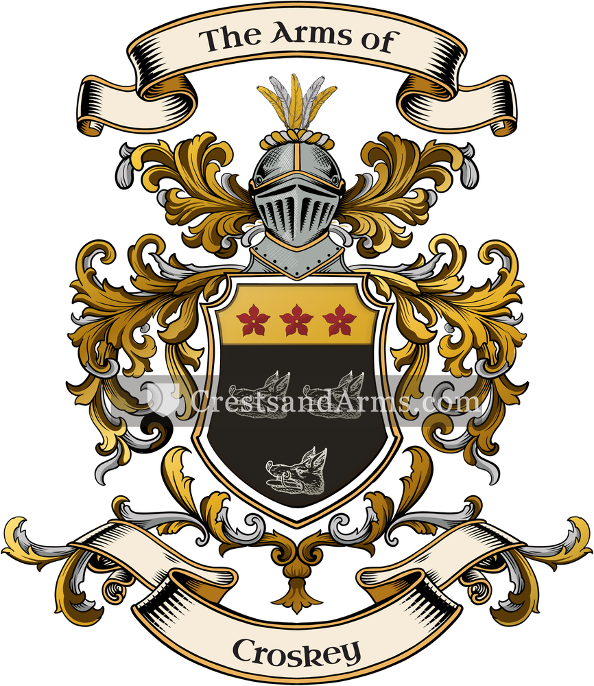 The Croskey coat of arms, drawn from the recorded blazon