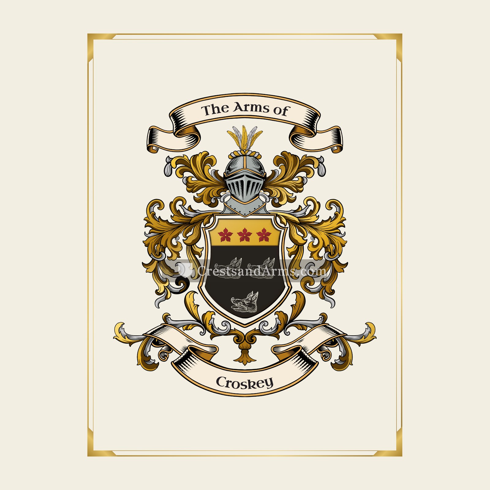 With gold border