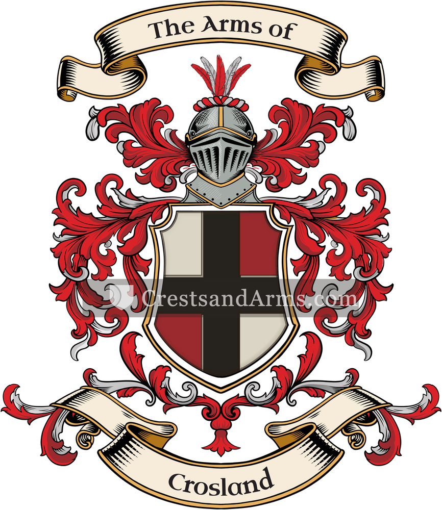 The Crosland coat of arms, drawn from the recorded blazon