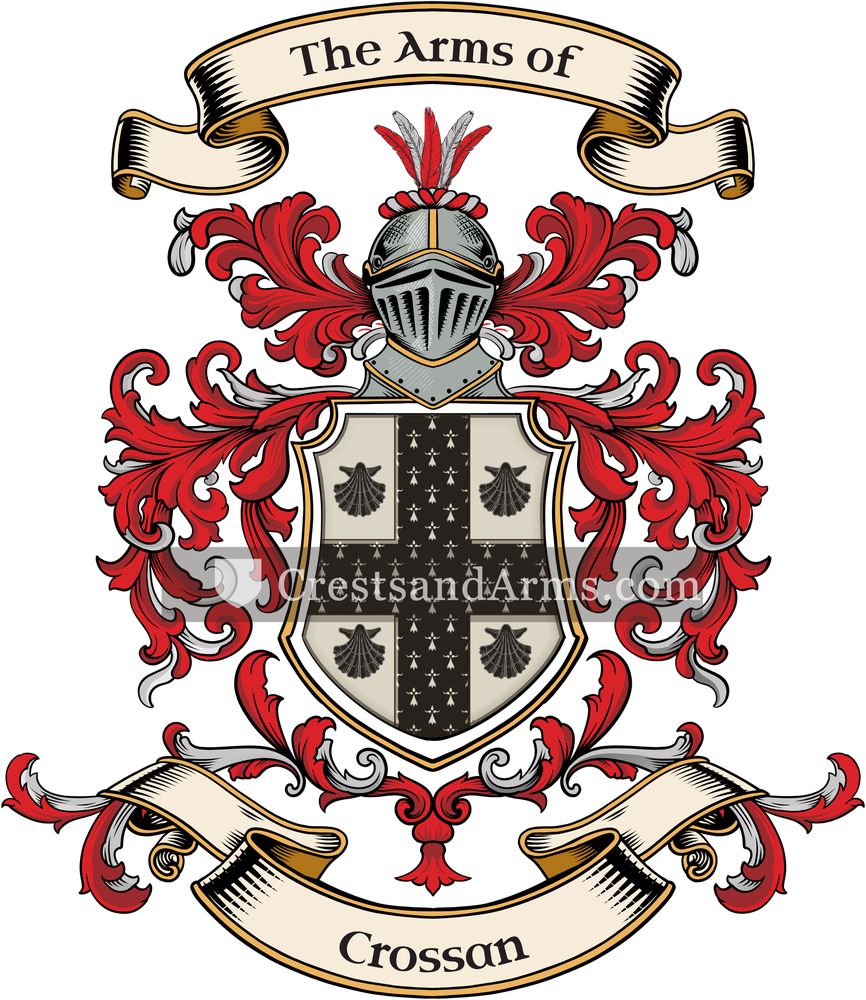 The Crossan coat of arms, drawn from the recorded blazon