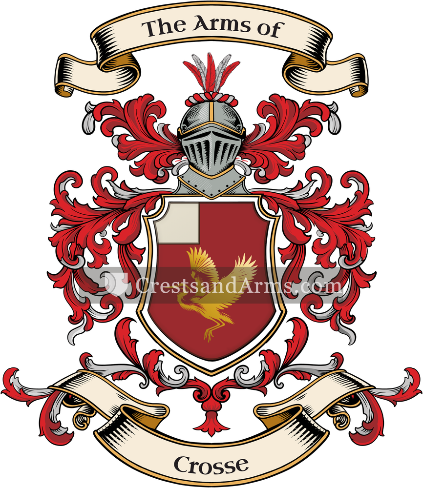 The Crosse coat of arms, drawn from the recorded blazon