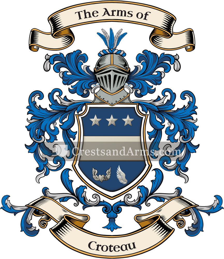 The Croteau coat of arms, drawn from the recorded blazon